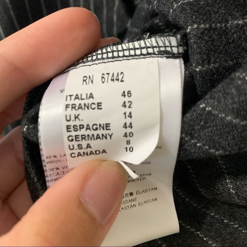 Alysi Italian Wool Pinstripe Short Sleeve Crewneck Top in Black and White sz 8 - Picture 5 of 6
